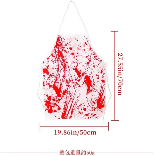 Miniatura 4 de NT-ling Delantal sangriento de Halloween, delantal de terror, estampado de asesinato salpicado de sangre aterradora, accesorios temáticos