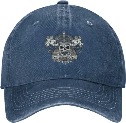 Miniatura 2 de Cowboy Hat Trendy Hats for Man and Women Djustable Four Season Outdoor Baseball Cap of Hell Skull with Angel Navy Blue