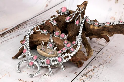 Miniatura 41 de American West Jewelry Pulsera de plata de ley con piedras preciosas de eslabones de concha, tallas pequeñas a grandes