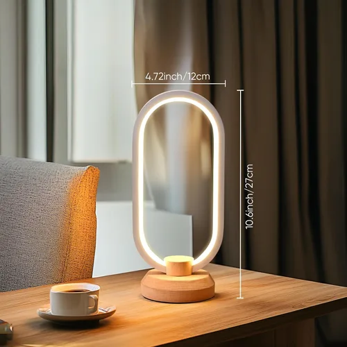 Miniatura 6 de LONRISWAY Lámpara de escritorio moderna lámpara de mesa de madera LED, luz de noche de noche de noche, iluminación LED regulable, decoración
