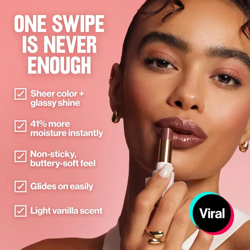 Miniatura 4 de REVLON Bálsamo Súper Lustroso con Brillo Cristalino, Bálsamo Labial Hidratante con Color con Ácido Hialurónico, Aloe y Cuarzo Rosa, 001 Cuarzo