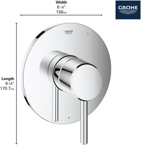 Miniatura 4 de GROHE 14468000 Concetto Kit de embellecedor de válvula de ducha con cartucho de equilibrio de presión, cromo Starlight Estrella Cromo Claro