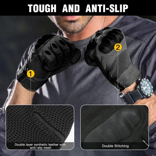 Miniatura 4 de FREE SOLDIER Guantes de exterior para hombres, guantes de motocicleta para ciclismo, senderismo, camping, escalada, guantes de airsoft