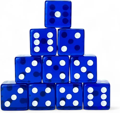 Luck Lab Paquete de 10 dados de 19 mm - Dados D6 acrílicos y translúcidos, cuadrados con bordes redondeados para casino, craps, juegos de mesa RPG