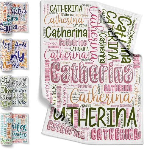 Miniatura 10 de Manta personalizada, mantas personalizadas, 30 x 40 pulgadas, regalo para mejor amigo con nombres artísticos de palabras, 8 colores y fuentes, manta