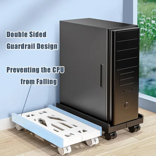 Miniatura 5 de BYMECOST Soporte de torre ajustable para computadora, soporte de PC para CPU móvil con 4 ruedas giratorias que se adapta a la mayoría de PC debajo