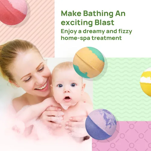 Miniatura 7 de Lagunamoon Bombas de baño – 25 piezas extra grandes, 3 barras de burbujas, flores secas, sales de ducha de baño de burbujas para mujeres, hombres