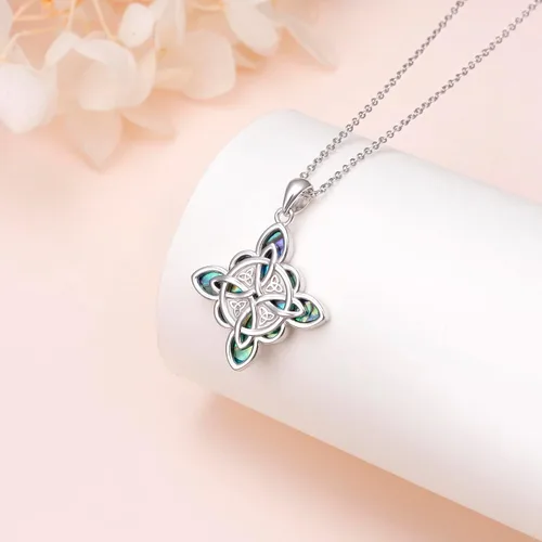Miniatura 79 de FLYOW Collar con colgante de nudo celta de plata de ley 925 de buena suerte irlandés para mujer, regalo de cumpleaños y graduación