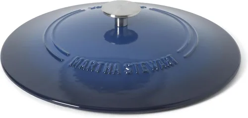 Miniatura 6 de Martha Stewart Gatwick Enameled Cast Iron Braiser with Lid, 3.5-Quart Braiser Pan for Stovetop & Oven, Cast Iron Braising Pan, Blue