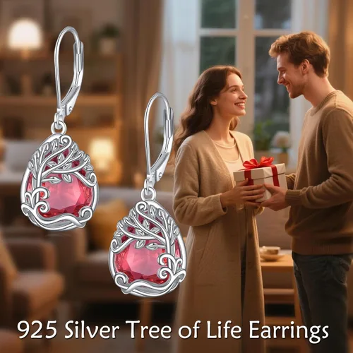Miniatura 25 de Aretes colgantes con forma de lágrima de filigrana de piedra lunar de plata de ley 925 con cierre de palanca para mujer, regalos de joyería