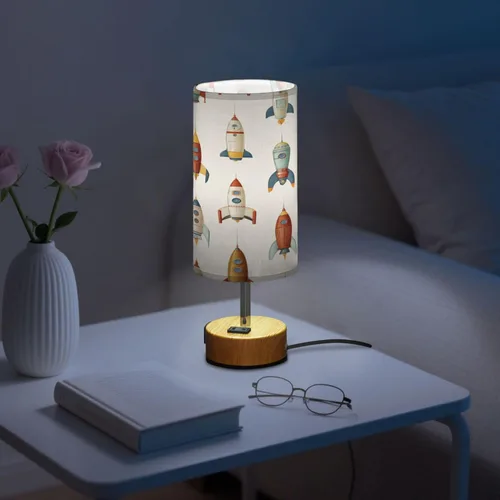 Miniatura 6 de Rocketships Retro Dimmable Bedside Touch Lamps with Charging Ports for Living Room Bedroom Nightstand Office Desk, Light Bulb Included