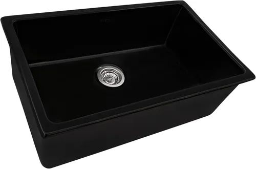 Miniatura 10 de Ruvati RVL2420BK - Fregadero de cocina de montaje inferior/empotrado de arcilla refractaria de 24 pulgadas - negro brillante