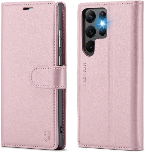 Miniatura 11 de FLIPALM Funda tipo cartera para Samsung Galaxy S22 Ultra, con bloqueo RFID, soporte para tarjetas de crédito, de piel sintética, con función atril