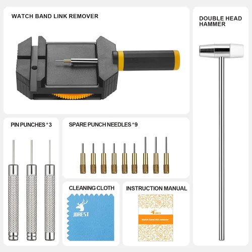 Miniatura 6 de Kit de extracción de eslabones de reloj, herramienta de tamaño de correa de reloj para ajuste de pulsera de reloj y reemplazo de pasadores de reloj