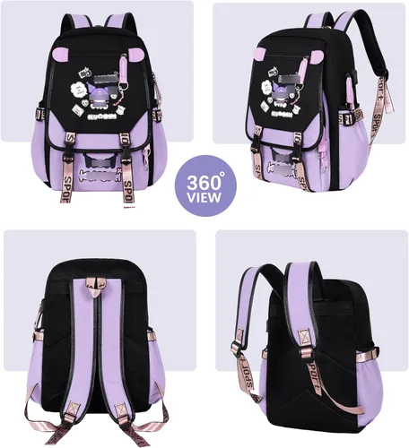 Miniatura 5 de Roffatide Mochila de anime impresa de negocios casual para computadora portátil, mochila para viajes, senderismo, mochila de 17 pulgadas A