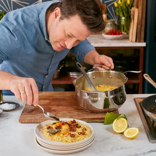 Miniatura 10 de Jamie Oliver by T-Fal Cook Smart - Juego de utensilios de cocina de 10 piezas, acero inoxidable sin revestimiento, robustos, calentamiento rápido