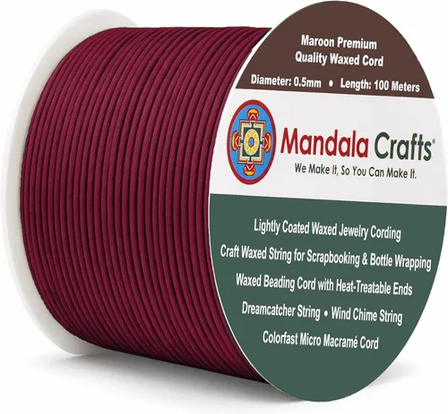 Miniatura 226 de Cuerda Mandala Crafts 0.03 pulgadas 109 yardas para hacer joyería, artesanía, macramé, cuerda de algodón encerado Negro