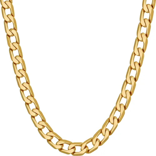 LIFETIME JEWELRY Collares biselados de cadena de eslabones cubanos chapados en oro real de 24 quilates (0.118 in, 0.236 in y 0.374 in), Chapado en