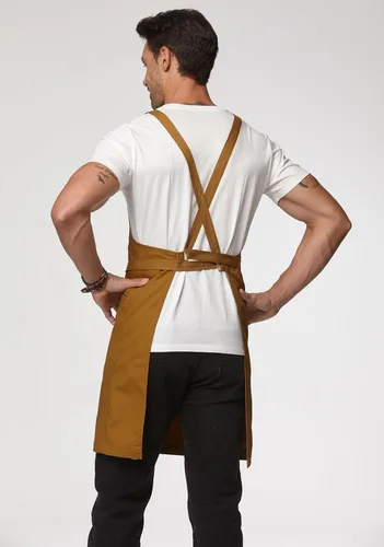 Miniatura 2 de Delantal de cocina unisex, delantal con correa cruzada con 2 bolsillos, delantal profesional duradero e impermeable Jengibre
