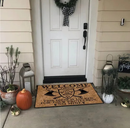 Miniatura 4 de Tapete divertido para puerta delantera, para exteriores, Welcome to My Viking Home, This Door is Locked for Your Protection No Mine Outdoor Funny