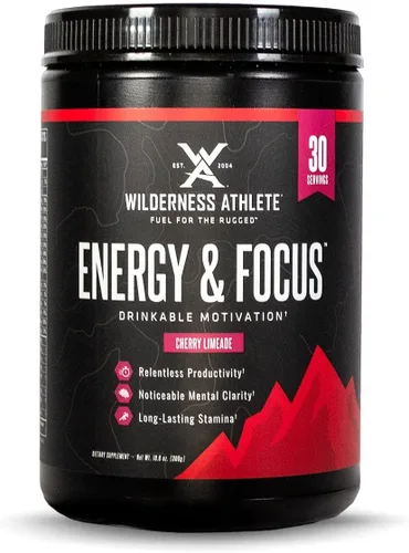 Wilderness Athlete - Energía y concentración | Preentrenamiento energético para mujeres y hombres - Mezcla de bebida energética en polvo con cafeína