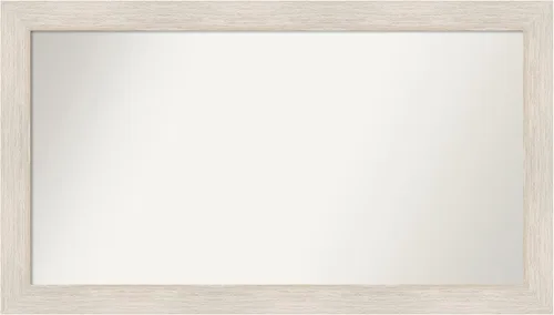 Amanti Art Espejo de baño blanco para sobre el fregadero, 29 x 51 pulgadas, espejo de tocador rectangular de madera dura lavado blanco, marco de