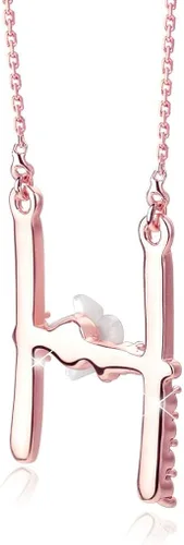 Miniatura 5 de Collar Gemmance de flor, con inicial, de amatista, rosa, rubí rojo, ópalo azul, perla sintética, con nombre, de joyería, hecha con cristales