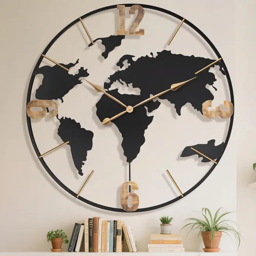 Miniatura 9 de Pytha Sight - Reloj de pared grande de 24 pulgadas, decorativo y moderno, para decoración de sala de estar, gran reloj de pared decorativo y Oro