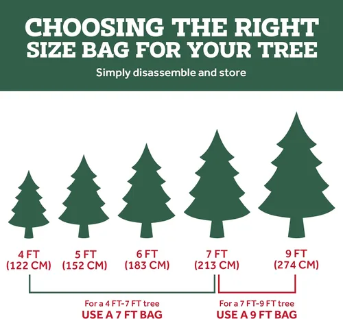Miniatura 8 de Bolsa de alta calidad para guardar el árbol de Navidad, para árboles artificiales desarmados de hasta 9 pies de alto, tiene asas duraderas y un Verde