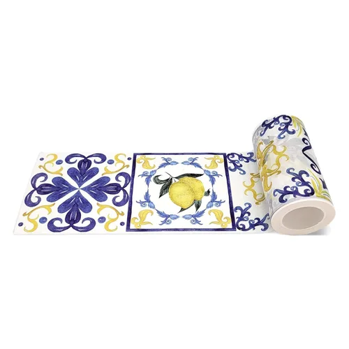 Serenity Fair Cinta Washi con patrón de azulejos. Cinta Washi con patrón de azulejos italianos mediterráneos, extra ancho de 4 pulgadas / 3.9 in,