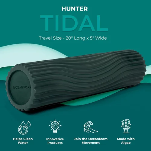 Miniatura 2 de Oceanfoam Tidal Roller Hunter - Rodillo de espuma para masaje muscular para dolor de espalda y estiramientos, textura firme y ergonómica de onda