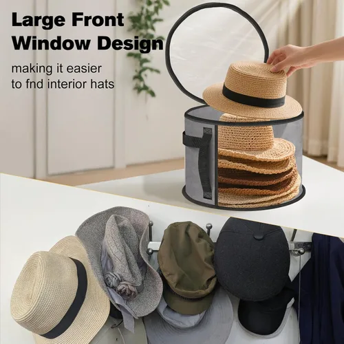 Miniatura 2 de Organizador de sombreros extra grande transparente para viaje y guardarropa, con capacidad para hasta 7 sombreros, organizador de sombreros