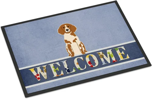 Caroline's Treasures BB5653MAT Brittany Spaniel - Felpudo de bienvenida de 18 x 27 pulgadas, para interiores y exteriores, para entrada,
