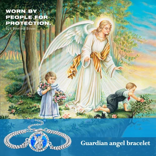 Miniatura 10 de Pulsera unisex de San Miguel/Cristóbal/Benedicto/Jude/José/Guadalupe/Ángel de la Guarda/Santa Muerte Pulsera de plata de ley 925 con cadena de doble