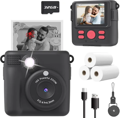 ESOXOFFORE Cámara de impresión instantánea para niños, regalos de cumpleaños de Navidad para niños de 3 a 12 años, cámara digital selfie con videos