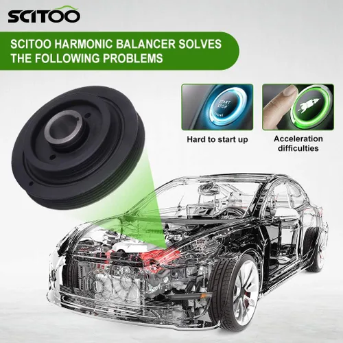 Miniatura 2 de SCITOO PB1107 12303-62J 1230362J Polea de cigüeñal equilibrador armónico para 91-96 99 para Infiniti G 95-98 para Nissan 0SX 91-93 para Nissan NX