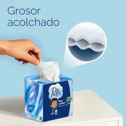 Miniatura 6 de Puffs Plus Loción con pañuelos faciales Vicks, 4 cajas, 48 pañuelos por caja (192 pañuelos)