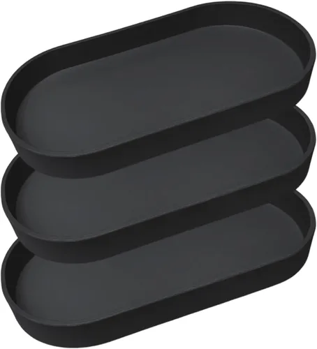 Miniatura 29 de Bandeja pequeña negra (10 pulgadas), bandeja ovalada organizadora de encimera Serving Seasoning, Salt and Pepper, Soap, Perfume, Coffee Accessory