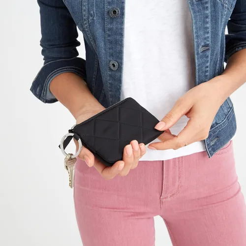 Miniatura 5 de Cartera de lujo de sarga con cremallera y protección RFID para mujer