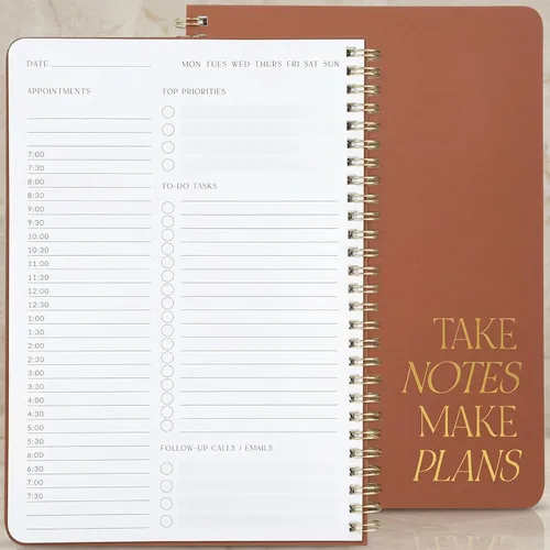 Miniatura 10 de Hermoso Planificador Diario y Cuaderno con Horario por Horas - Bloc de Notas Estético en Espiral para Lista de Tareas para Organizar Fácilmente tus