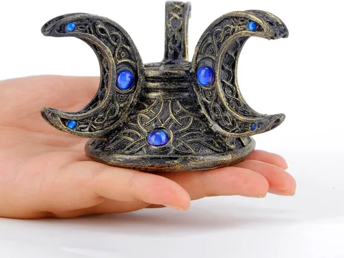 Miniatura 3 de Neopagano Triple Luna Sagrada Lunas Llena y Crecientes Vidrio de Adivinación Bola de Contemplación Soporte Base de Esfera Soporte para Bola