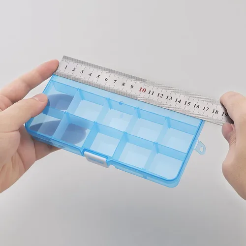 Miniatura 7 de 1 caja organizadora de plástico de 6.7 x 3.9 in con divisores ajustables, caja de almacenamiento de joyas para suministros de oficina, cuentas, Azul