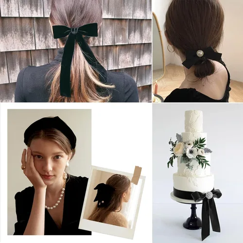Miniatura 5 de Cinta de terciopelo negro vintage, cinta tejida de nailon de 1 pulgada de ancho x 30 yardas, uso perfecto para gargantilla, envoltura de regalos