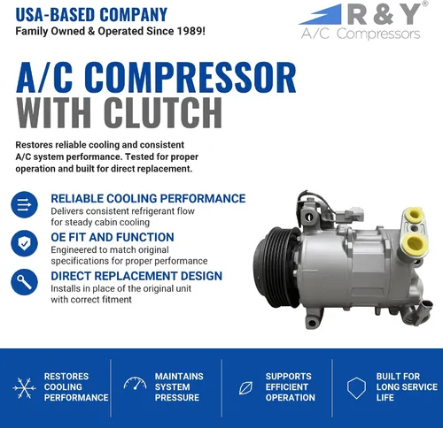 Miniatura 2 de RYC Compresor de aire acondicionado automotriz y embrague de A/C AFG392 (se adapta a Jeep Compass 2.4L 2018, 2019, 2020, 2021, 2022)