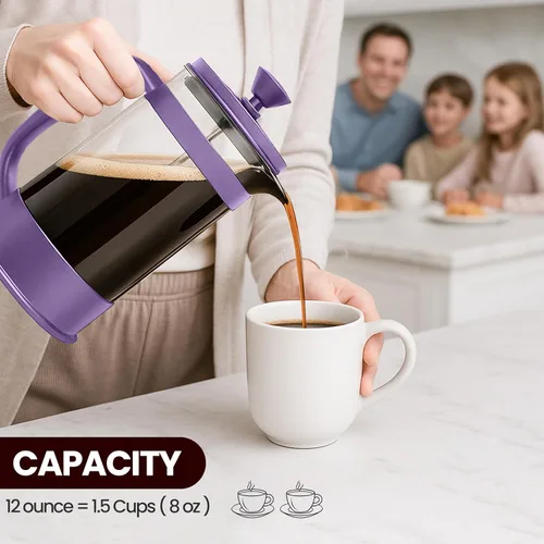 Miniatura 6 de Utopia Kitchen Cafetera de prensa francesa de 12 onzas, 0.35 litros, tetera, prensas de café de viaje, resistente al calor, olla de borosilicato