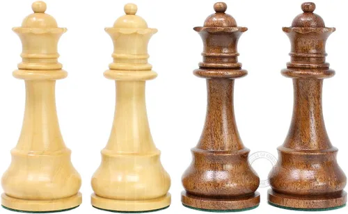 Miniatura 4 de House of Chess - Piezas de juego de ajedrez para torneos - Madera de acacia dorada Staunton única - Altura King: 3.75" (95 mm) - 2 reinas extra
