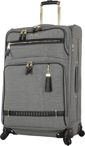 Steve Madden Designer Luggage Collection Maleta ligera expandible de 24 pulgadas Bolsa a cuadros con ruedas giratorias de tamaño mediano, Peek A