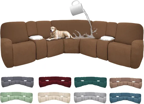 Miniatura 60 de Fundas de sofá reclinable seccional 100% impermeables para sofá reclinable en forma de L, funda de sofá modular de esquina en forma de L, fundas