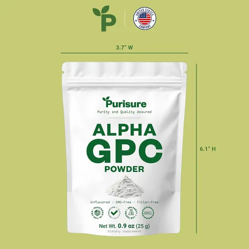 Miniatura 7 de Purisure Alpha GPC en polvo, 0.88 oz, suplemento de colina pura Alpha GPC para cerebro y enfoque, suplementos de colina CDP para rendimiento