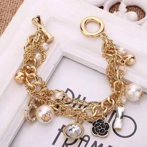 Miniatura 5 de Pulseras de oro para mujer, pulseras de camelia, regalos para mujeres y niñas, perlas, camelia, número 5